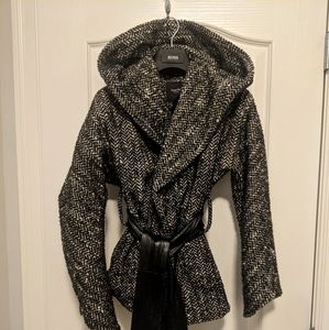 Smythe Herringbone Wool Wrap Coat Sz4